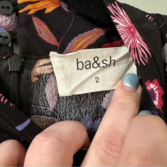 Ba&sh Mini Dress Maha Pleated Multicolor Floral Dress Size 2 - Picture 8 of 10